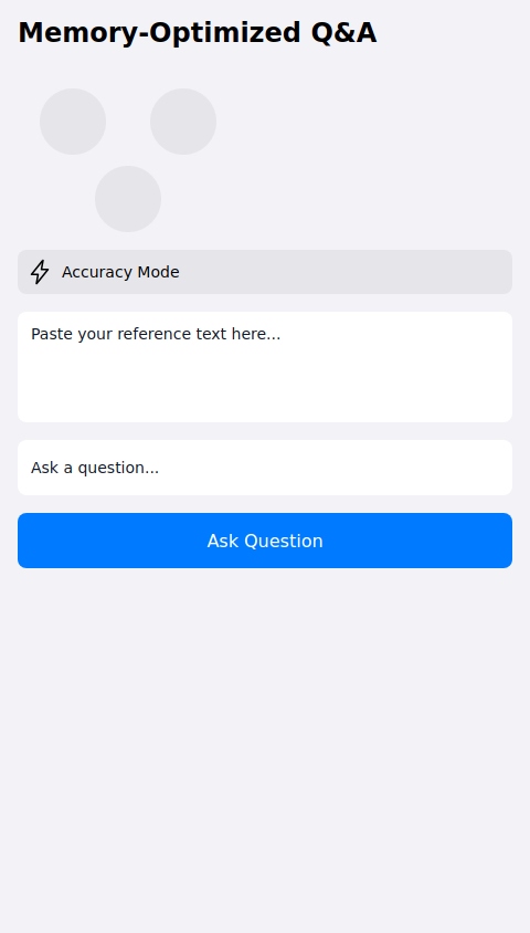 Create an app that dynamically generates a memory-optimized network to answer questions based on a given text. The app should read input text and identify relevant entities to store in multiple "memory banks" for efficient retrieval. It should include a controller to manage which banks to access, balancing speed and accuracy. Use a dynamic framework like PyTorch to enable flexible network sizing and variable batching. Test the app's efficiency by comparing its inference speed and accuracy on standard and modified tasks with excessive information.