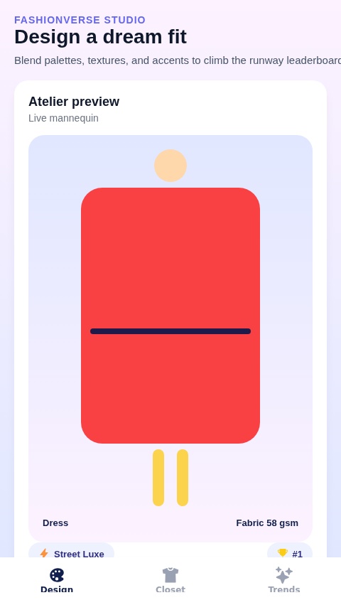 Fashion game creativity