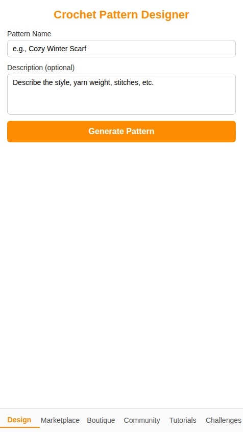 *App Name:** Hooked Network
**Purpose:** Hooked Network is a unique platform that connects crochet enthusiasts, designers, and businesses worldwide, providing a space to create, share, and sell crochet patterns and handmade items.
**Key Features:**
1. **Design Tool:** Create custom crochet patterns using an intuitive and user-friendly design tool, allowing users to bring their creative visions to life.
2. **Pattern Marketplace:** Browse, buy, and sell unique crochet patterns from talented designers around the world, fostering a global community of crochet enthusiasts.
3. **Handmade Crochet Boutique:** Showcase and sell your handmade crochet items, such as jumpers, dresses, hats, and blankets, to customers and businesses worldwide.
4. **Business Collaborations:** Connect with businesses looking for custom crochet designs or handmade items for their stores, opening up opportunities for designers and crafters to expand their reach.
5. **Social Networking:** Join a thriving community of crochet lovers, share your projects and tips, follow other creators, and engage in discussions to learn and grow together.
6. **Workshops and Tutorials:** Access a library of video tutorials and workshops led by crochet experts, covering various techniques and tips for beginners and advanced crafters alike.
7. **Challenges and Competitions:** Participate in fun crochet challenges and competitions, showcasing your skills and creativity while earning recognition and prizes.
8. **Custom Requests:** Accept custom requests from customers looking for personalized designs and handmade items, providing a unique and tailored experience for both buyers and sellers.
**Impact:** Hooked Network fosters a collaborative and supportive global community of crochet enthusiasts, designers, and businesses, providing opportunities for growth, creativity, and entrepreneurship in the world of crochet.