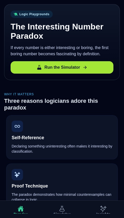 The interesting number paradox simulator