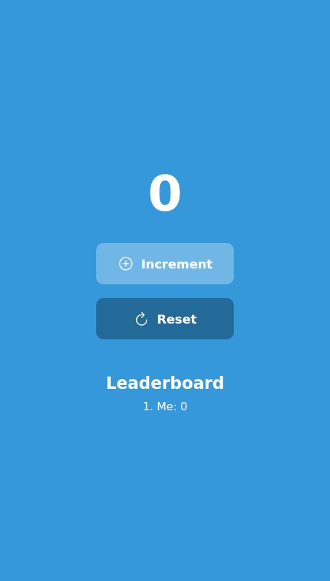 A counter that increases by 1 when the user presses a button 