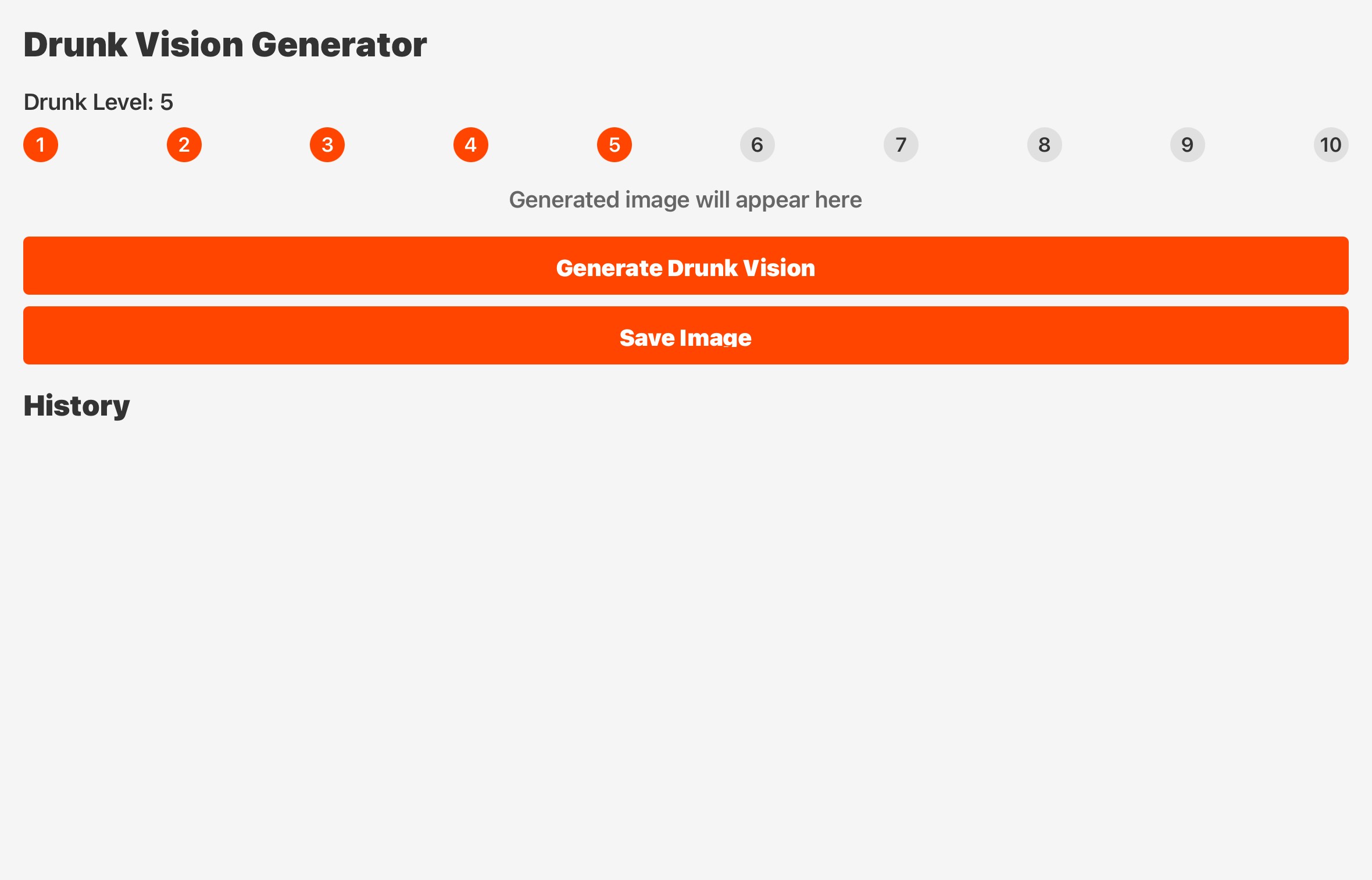 Create a first person drunk vfx image generator 