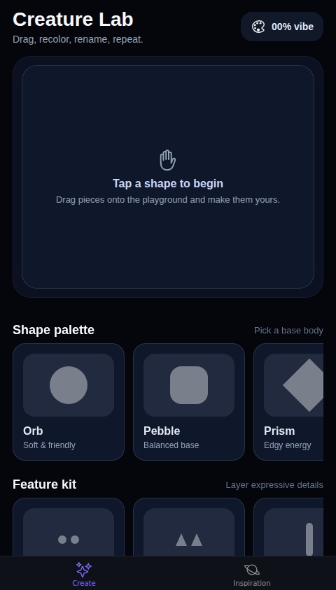 Create creatures shape game creativity