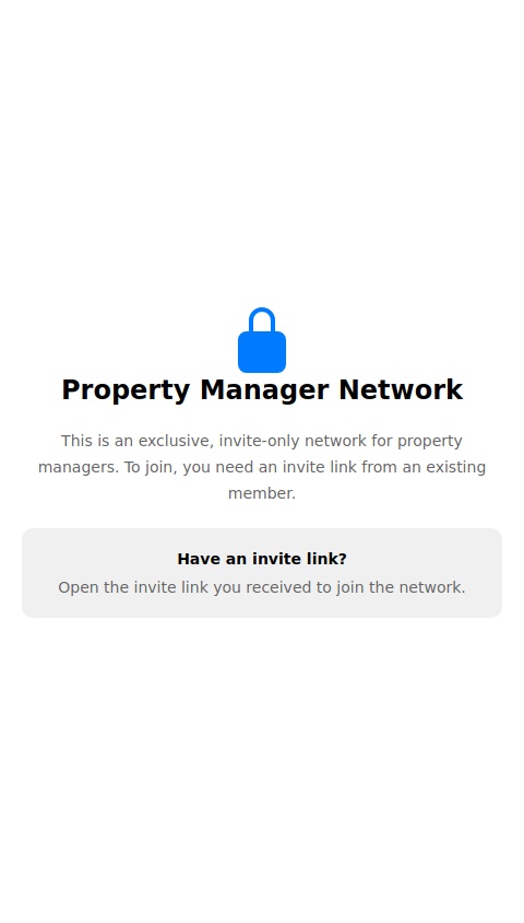 Create a social network for property managers but they can only join by invite