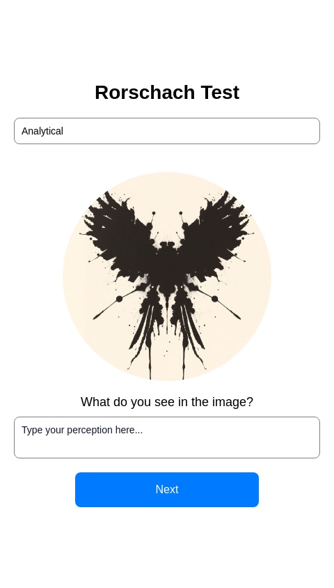 Create a Rorschach test by showing the ink blot images and then psychoanalyzing the results