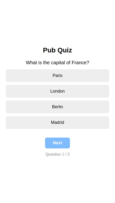 Pub quiz app