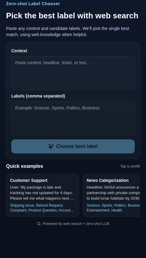Contextual Label Picker