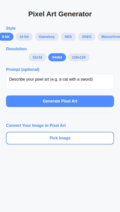 Pixel art generator (V2)