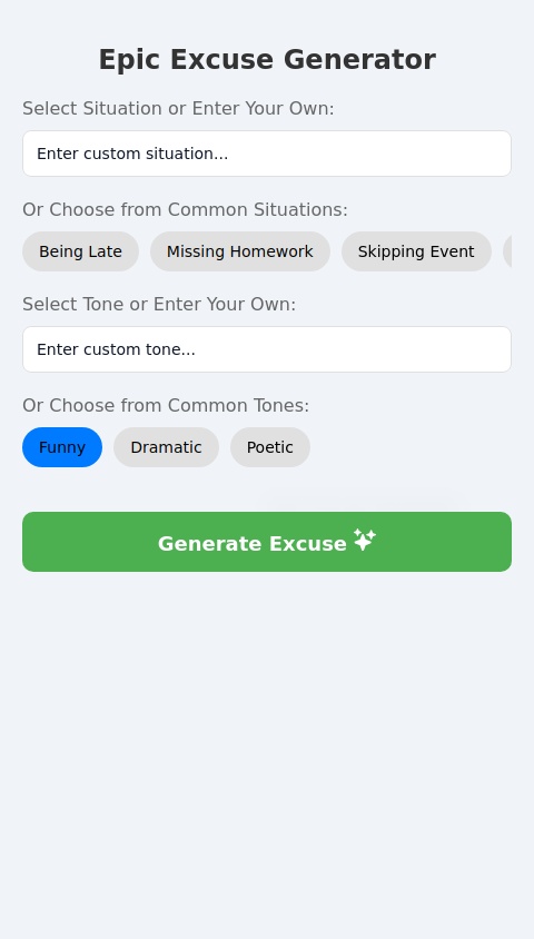 Epic Excuse Generator