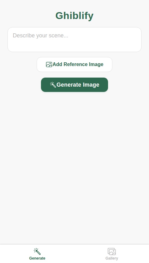 A super clean screen showing free ai image gen