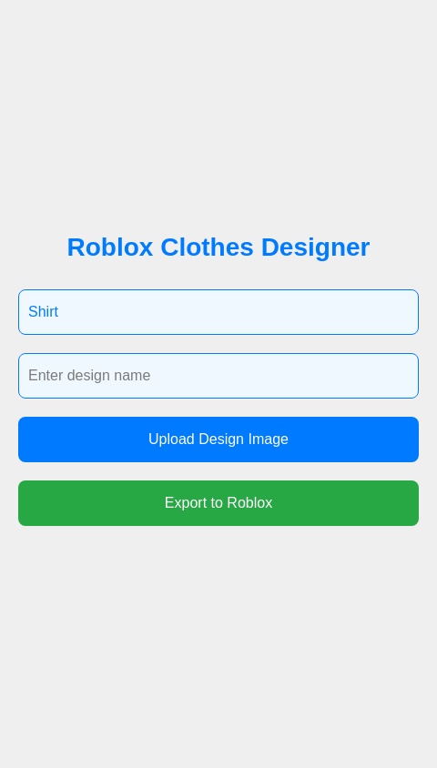 Make a app where people can make there their own Roblox clothes  make sure they can put it on real Roblox app