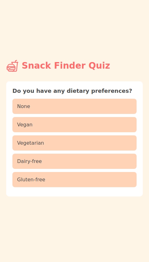 Snack finder quiz