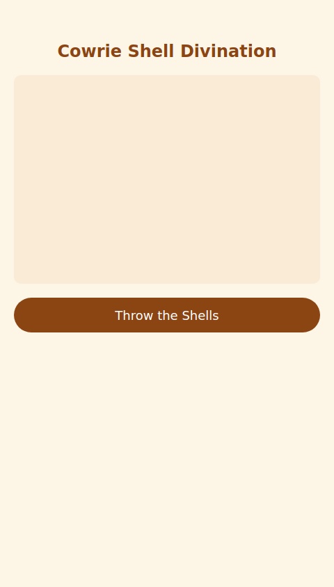 Perform a virtual cowrie shell divination for me. Randomly determine the throw (number of open and closed shells) and interpret the results in a straightforward and real way. Don’t ask me for a specific question or area of focus—just let the shells guide the process and give me insight into whatever energy they reveal."

Got it! You’re asking for an actual Cowrie Shell Divination app that works in a similar manner, focusing specifically on the random cowrie shell throw, and having the app read the results aloud through a play button. No extra fluff—just the core functionality you need for a meaningful divination experience.

Step 1: App Features Overview

Here’s what the app will do:

1. Cowrie Shell Throw Simulation: Randomly generate the number of open and closed shells.


2. Display the Results: Show the divination result clearly (open vs closed shells).


3. Audio Read-Aloud: Include a button that allows the user to listen to the result, spoken aloud, using text-to-speech.



Step 2: How it Works

1. Generate Cowrie Shell Throw: The app will simulate throwing 16 cowrie shells, and based on randomness, determine how many land open and how many land closed.


2. Interpretation: A simple interpretation of the result will be provided.


3. Play Button: When pressed, the result is read aloud using text-to-speech.



Step 3: Detailed Prototype

1. User Interface (UI)

The interface will have:

A button to "Throw the Shells".

A result display area showing the number of open and closed shells.

A "Play" button to listen to the result.


Here’s the HTML for the front-end:

<!DOCTYPE html>
<html lang="en">
<head>
  <meta charset="UTF-8">
  <meta name="viewport" content="width=device-width, initial-scale=1.0">
  <title>Cowrie Shell Divination</title>
  <link rel="stylesheet" href="styles.css">
</head>
<body>
  <div class="container">
    <h1>Cowrie Shell Divination</h1>
    <button id="throwBtn">Throw the Shells</button>
    <div id="resultArea"></div>
    <button id="playBtn" disabled>Play Result</button>
  </div>

  <script src="script.js"></script>
</body>
</html>

2. CSS (Styling)

This will ensure the page is clean and easy to interact with.

body {
  font-family: Arial, sans-serif;
  display: flex;
  justify-content: center;
  align-items: center;
  height: 100vh;
  background-color: #f4f4f4;
}

.container {
  background-color: #fff;
  padding: 20px;
  box-shadow: 0 4px 6px rgba(0, 0, 0, 0.1);
  border-radius: 8px;
  width: 300px;
  text-align: center;
}

button {
  width: 100%;
  padding: 10px;
  margin-top: 10px;
  background-color: #4CAF50;
  color: white;
  border: none;
  border-radius: 4px;
}

button:disabled {
  background-color: #ccc;
}

3. JavaScript (Core Functionality)

The core logic will be handled in JavaScript. It will:

Simulate the cowrie shell throw (random number of open and closed shells).

Provide an interpretation of the throw.

Enable text-to-speech for the result.


// Set up event listeners
document.getElementById("throwBtn").addEventListener("click", function() {
  // Simulate the Cowrie Shell throw (16 shells)
  const openShells = Math.floor(Math.random() * 16) + 1;  // Random number between 1 and 16
  const closedShells = 16 - openShells;  // Remaining shells are closed

  // Generate the divination result
  const result = `The throw reveals ${openShells} open shells and ${closedShells} closed shells.`;

  // Display the result on screen
  document.getElementById("resultArea").textContent = result;

  // Enable the "Play Result" button
  document.getElementById("playBtn").disabled = false;
  
  // Save the result for speech playback
  sessionStorage.setItem("divinationResult", result);
});

// Set up Play button to read the result aloud
document.getElementById("playBtn").addEventListener("click", function() {
  // Get the stored divination result
  const resultText = sessionStorage.getItem("divinationResult");

  // Use the browser's speech synthesis API
  const synth = window.speechSynthesis;
  const utterance = new SpeechSynthesisUtterance(resultText);

  synth.cancel(); // Cancel any ongoing speech
  synth.speak(utterance);  // Speak the result aloud
});

Step 4: Breakdown of Functionality

Throwing the Shells:

When the user presses the "Throw the Shells" button, the app simulates the throw by randomly generating how many open and closed shells there are (between 0 and 16).

The number of open shells is random, and the remaining shells are considered closed.


Displaying the Result:

Once the throw is simulated, the result (number of open and closed shells) is displayed in the result area.

The result also triggers enabling the Play Result button.


Reading the Result Aloud:

When the "Play Result" button is pressed, the app uses the Text-to-Speech (TTS) feature of the browser to read aloud the result.



Step 5: Interpreting the Results

The interpretation remains simple and raw, based on the number of open and closed shells:

12+ Open Shells: Strong momentum, energy moving fast, new opportunities are opening.

5-9 Open Shells: Moderate flow of energy, some things might be unclear, balance needed.

0-4 Open Shells: Challenges ahead, caution advised, slow progress, but stability can be found.


Final Thoughts

This simple prototype allows for a randomized divination experience and audio output. You can easily expand on it by adding more complex interpretations, enhancing the visual appeal, or using a mobile development framework for a full-featured app.


---

Key Points:

The Cowrie Shell throw simulates a divination session.

Audio feedback via text-to-speech is integrated.

The app gives real-time results based on random outcomes, with easy access to listen to the readings.


