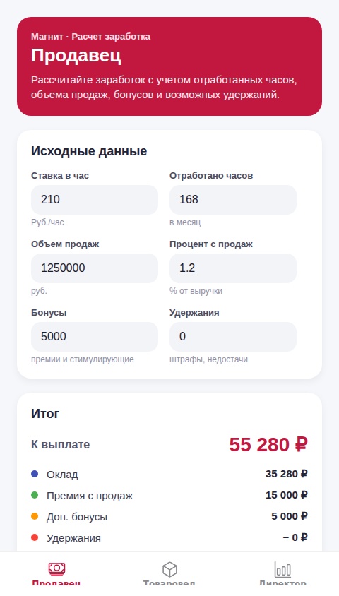 Зарплата Магнит