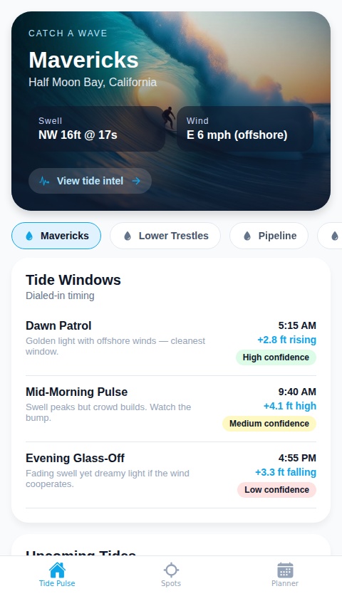 Catch a wave. Tides for the surfer