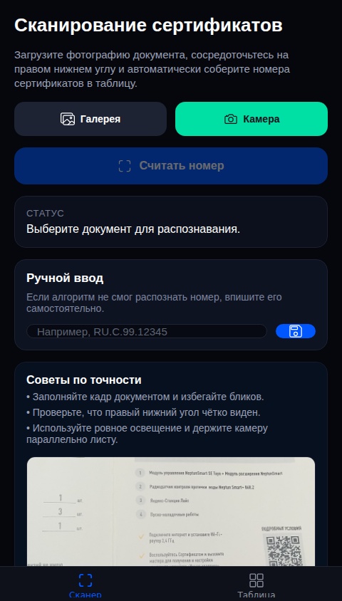Номера Сертификатов в Excel