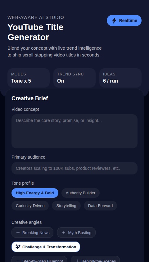 Web enabled AI youtube video title generator