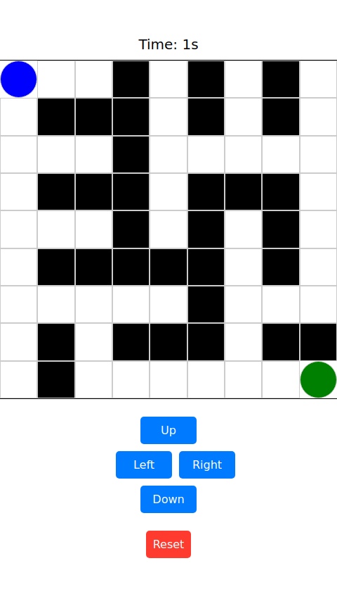 A 9 by 9 maze, which the player must navigate using up down left right.