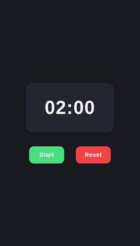 Two minute countdown timer