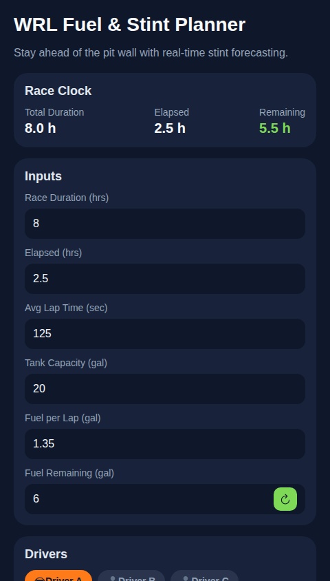 Fuel Stint Planner