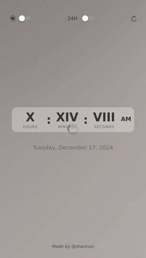 Roman Numerals Clock v.0.01