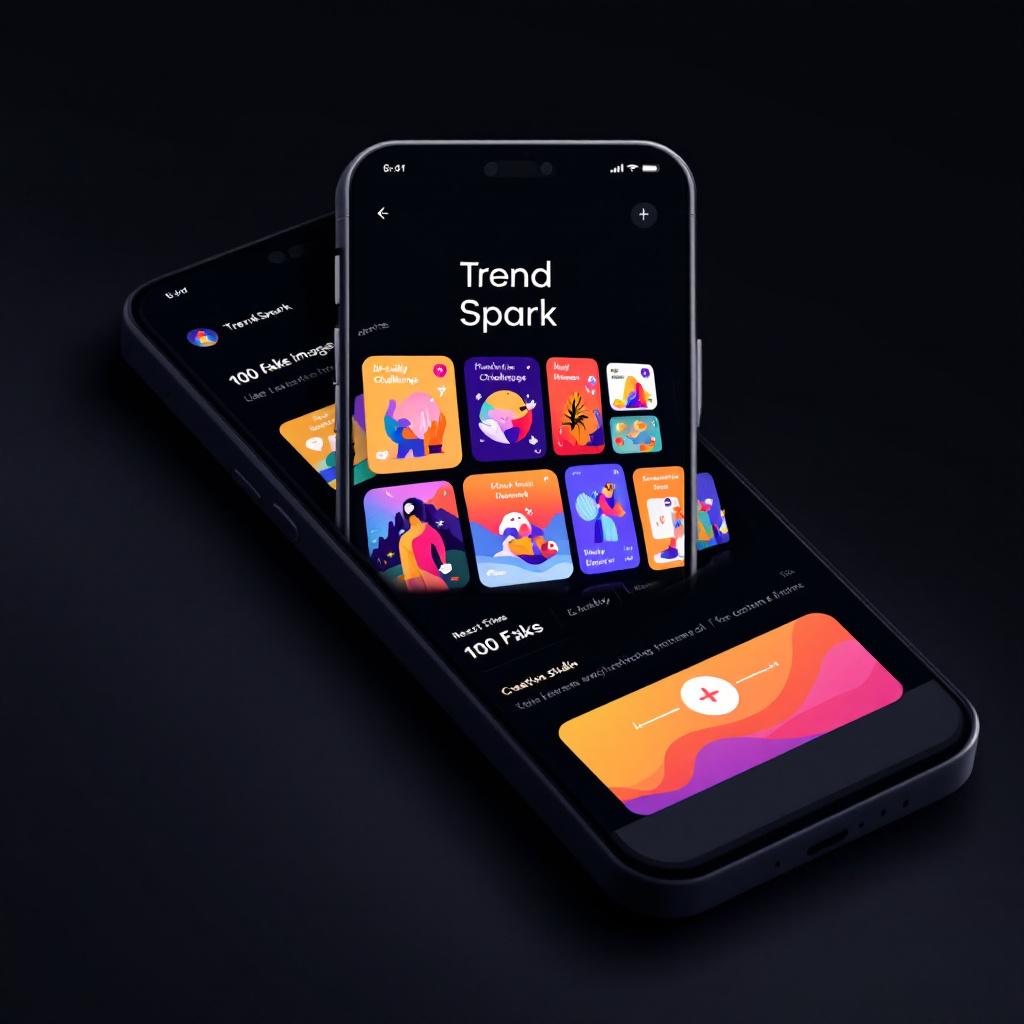 Build a native mobile app called "TrendSpark" designed for creative challenges. The app should be built using React Native and focus on a simple, engaging user experience.

The core features are:

1.  **User Authentication:**
    *   A simple sign-up and login process using a phone number or a social media provider.
    *   After sign-up, users can create a unique username and find/add friends from their contacts.

2.  **Home Screen / Challenge Feed:**
    *   This screen should display the active "Daily Challenge" and "Weekly Challenge."
    *   Each challenge should be presented as a card with the prompt text and an "Accept Challenge" button.
    *   There should be a secondary feed or tab to view popular public submissions for inspiration.

3.  **Creation Studio:**
    *   A modal screen that opens when a user accepts a challenge.
    *   It should provide tools relevant to the challenge type (video, image, or text).
    *   **AI Tools:** Integrate simple AI functionalities:
        *   For image challenges: A tool to generate an image from a simple text description.
        *   For photo challenges: A tool to apply a visual filter or style transfer.
        *   For text challenges: A simple text suggestion or completion tool.
    *   Users can create and submit their response to the challenge from this screen.

4.  **Friends Feed:**
    *   A dedicated screen that displays a chronological feed of challenge submissions from the user's friends.
    *   Users can react to friends' posts with a predefined set of emojis. Reaction counts are not public.

5.  **Profile Screen:**
    *   Displays the user's profile picture, username, and a grid of their past submissions.
    *   Showcases a "Creative Streak" counter that increments for each consecutive day a daily challenge is completed.

