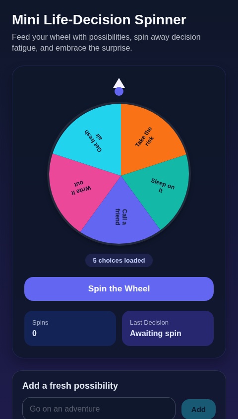Mini Life-Decision Spinner
