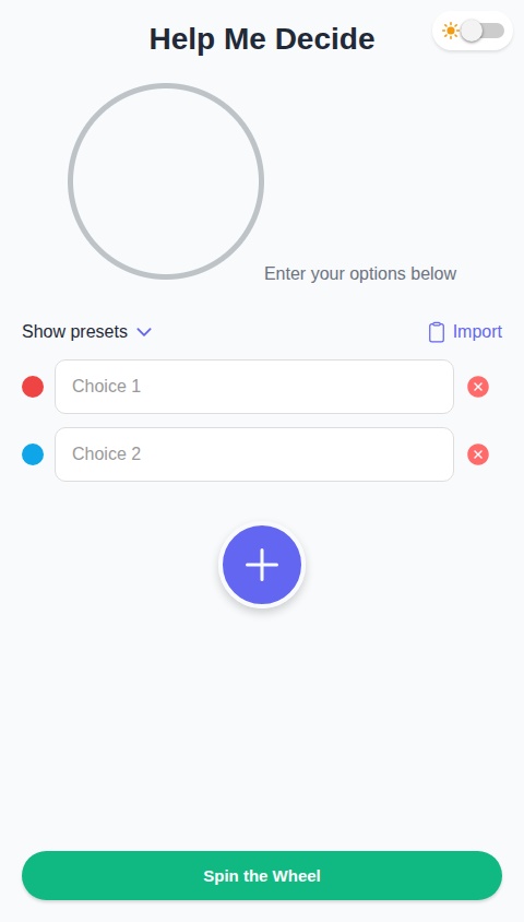 Help Me Decide - Roulette Wheel