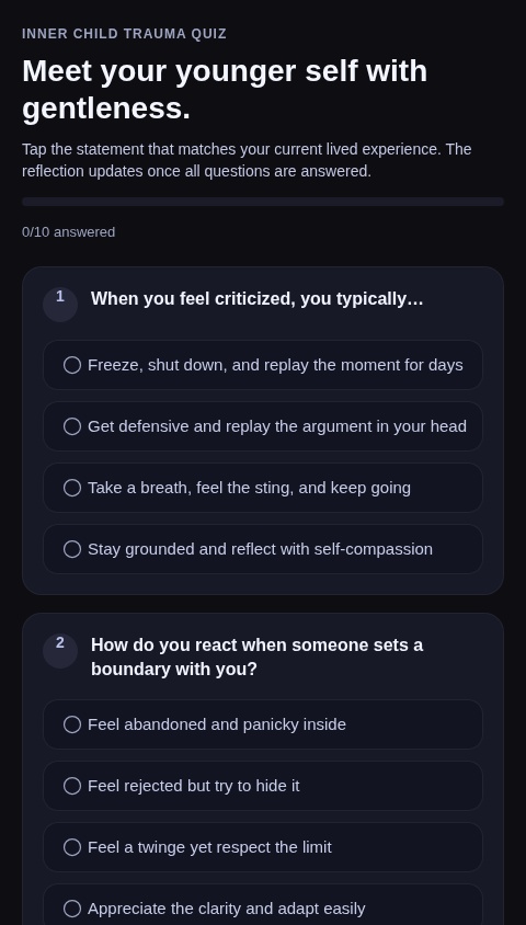 Inner Child Trauma Quiz