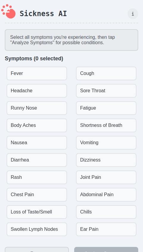 Sickness ai  u just select all of the symptoms you have then it will say what type of virus or deasess.  Powered by an si and the theme is pixelated virus