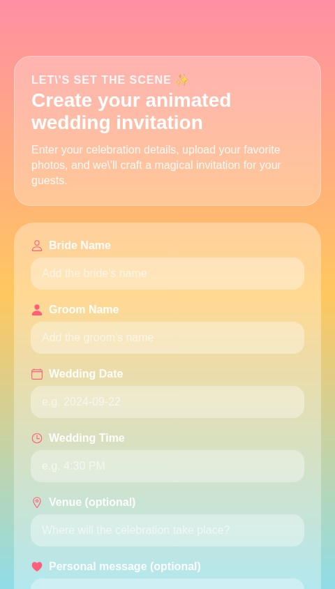 Creating animated wedding invitations